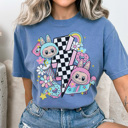 Small Blue Jean Cute Monsters Graphic Tee, Trendy Monsters Shirt, BuBu Shirt, Every Day Tee