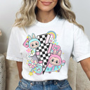 XXL White Cute Monsters Graphic Tee, Trendy Monsters Shirt, BuBu Shirt, Every Day Tee