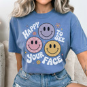XXL Blue Jean Happy To See Your Face Graphic Tee, Cute Teacher Tee, Back to School Shirt, Positive Tee