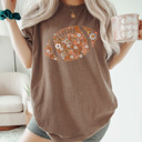 Medium Espresso Fall Floral Football Graphic Tee, Game Day Shirt, Football Mama Tee, Retro Footbal Shirt