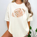 XXL Ivory Fall Floral Football Graphic Tee, Game Day Shirt, Football Mama Tee, Retro Footbal Shirt