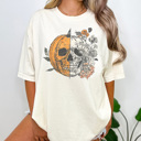 XL Ivory Halloween Pumpkin Skull Graphic Tee, Cute Halloween Tee, Vintage Halloween, Trendy Shirt