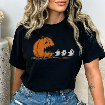 Halloween Pac Man Friends Graphic Tee, Funny Halloween Shirt, Spooky Season Tee, Halloween Costume