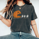 Medium Pepper Halloween Pac Man Friends Graphic Tee, Funny Halloween Shirt, Spooky Season Tee, Halloween Costume