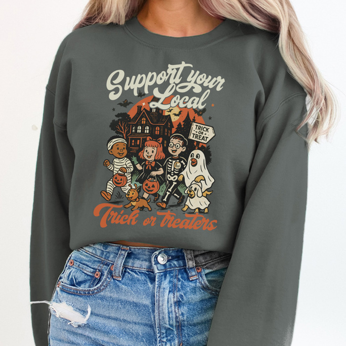 Vintage Trick or Treaters Graphic Sweatshirt, Halloween Sweatshirt, Cute Halloween Sweatshirt, Halloween Costume