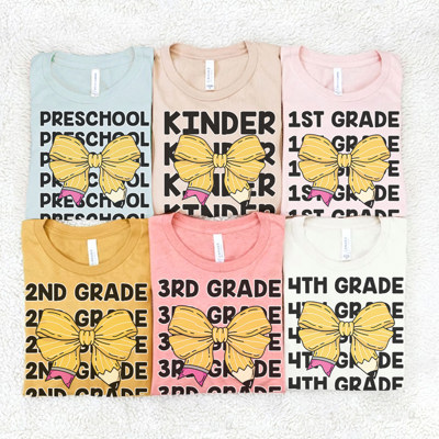 Coquette Bow Grades Graphic Tee, Teacher Graphic Tee, Back to School Shirt, Cute Teacher Tee