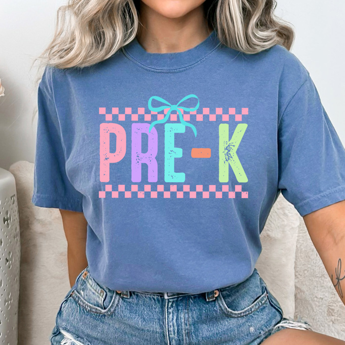 Neon Checkered Grade Graphic Tee, Back to School Shirt, Cute Teacher Shirt, Happy First Day Shirt