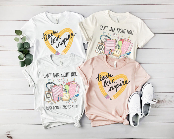 Busy Doing Teacher Things Graphic Tee, Cute Teacher Shirt, Back to School, Teach Love Inspire Tee