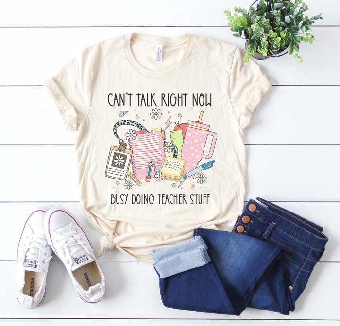 Busy Doing Teacher Things Graphic Tee, Cute Teacher Shirt, Back to School, Teach Love Inspire Tee