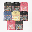  Neon Flower Grades Graphic Tee, Cute Teacher Tee, Back to School Shirt, Grade Level Tees