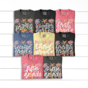  Neon Flower Grades Graphic Tee, Cute Teacher Tee, Back to School Shirt, Grade Level Tees