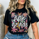  Neon Flower Grades Graphic Tee, Cute Teacher Tee, Back to School Shirt, Grade Level Tees