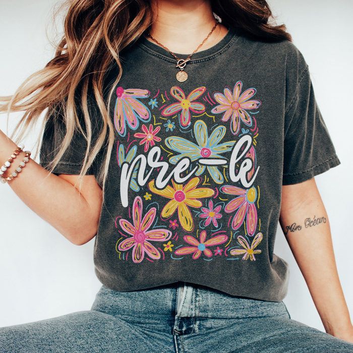 Neon Flower Grades Graphic Tee, Cute Teacher Tee, Back to School Shirt, Grade Level Tees
