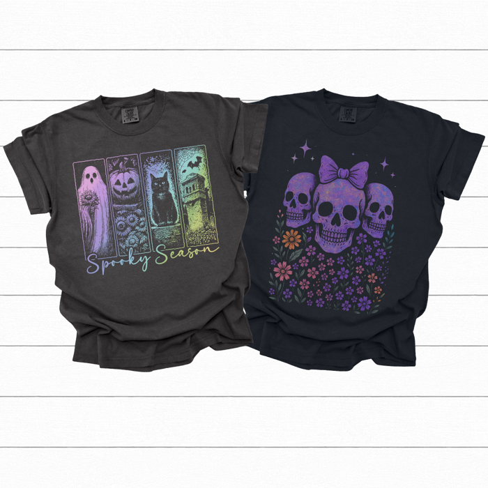 Iridescent Halloween Graphic Tee, Cute Halloween Shirt, Spooky Season Tee