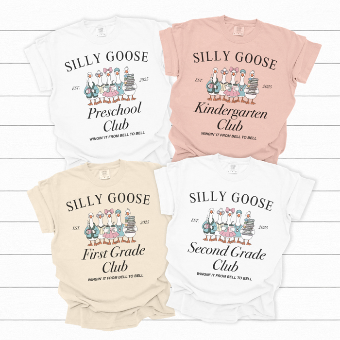 Silly Goose Teacher Grades Graphic Tee, Back to School Shirt, Cute Teacher Tee, Goose Shirt