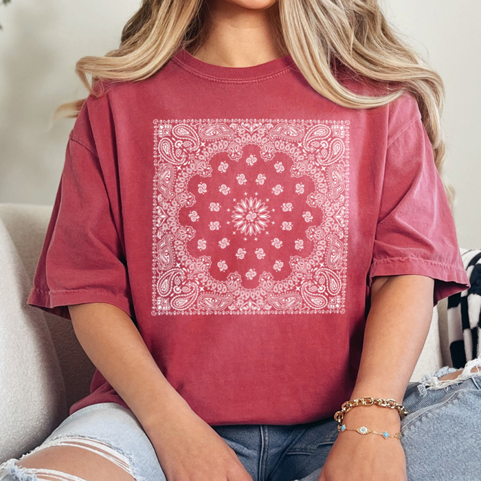 Bandana Print Graphic Tee, Trendy Shirt, Every Day Tee, Cute Graphic Tee