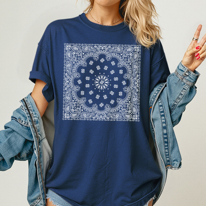 Bandana Print Graphic Tee, Trendy Shirt, Every Day Tee, Cute Graphic Tee