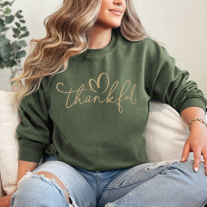 Thankful Graphic Sweatshirt, Thanksgiving Sweatshirt, Give Thanks Sweatshirt, Fall Outfit