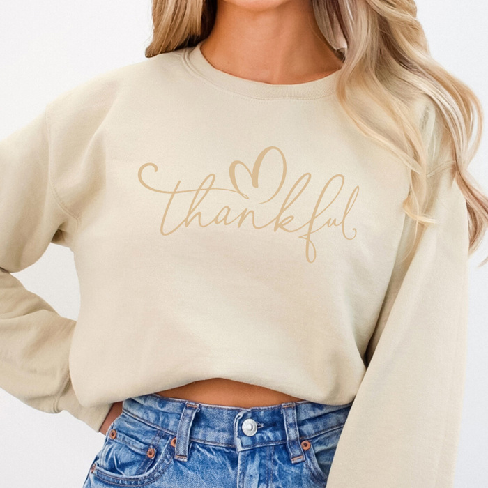 Thankful Graphic Sweatshirt, Thanksgiving Sweatshirt, Give Thanks Sweatshirt, Fall Outfit