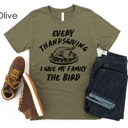 Small Olive Give My Family The Bird Graphic Tee, Funny Thanksgiving Graphic Tee, Unisex Shirt, Thanksgiving Chef