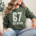 Large Military Green 67 Trendy Graphic Sweatshirt, Six Seven Graphic Sweatshirt, Trendy Sweatshirt, Christmas Gift