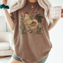 Small Espresso Festive Chicken Graphic Tee, Christmas Chicken Shirt, Chicken Mama Tee, Christmas Gift Tee