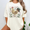 XXL Ivory Festive Chicken Graphic Tee, Christmas Chicken Shirt, Chicken Mama Tee, Christmas Gift Tee