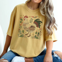 Medium Mustard Festive Chicken Graphic Tee, Christmas Chicken Shirt, Chicken Mama Tee, Christmas Gift Tee
