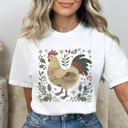 XL White Festive Chicken Graphic Tee, Christmas Chicken Shirt, Chicken Mama Tee, Christmas Gift Tee