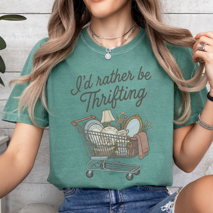I'd Rather Be Thrifting Graphic Tee, Thrift Store Shirt, 5 Colors, Comfort Color Tees