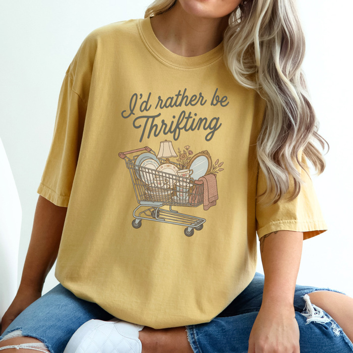 I'd Rather Be Thrifting Graphic Tee, Thrift Store Shirt, 5 Colors, Comfort Color Tees