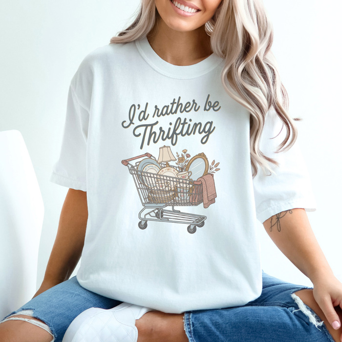 I'd Rather Be Thrifting Graphic Tee, Thrift Store Shirt, 5 Colors, Comfort Color Tees