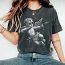 XXL Pepper Trendy Cupid Graphic Tee, Pixel Art Shirt, Valentine's Day Graphic Tee, Cute Cupid Tee