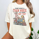 XXL Ivory Train Wreck Graphic Tee, Funny Mom Shirt, Sarastic Graphic Tee, Mama Tee, Comfort Colors, Vintage Fit