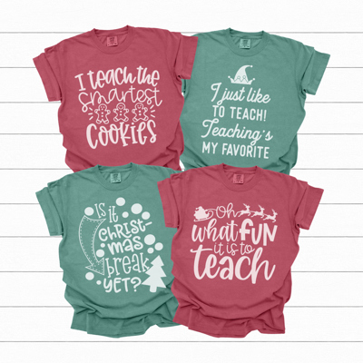 Fun Teacher Christmas Graphic Tee, Cute Christmas Shirt, Teacher Graphic Tee, Christmas Break Tee