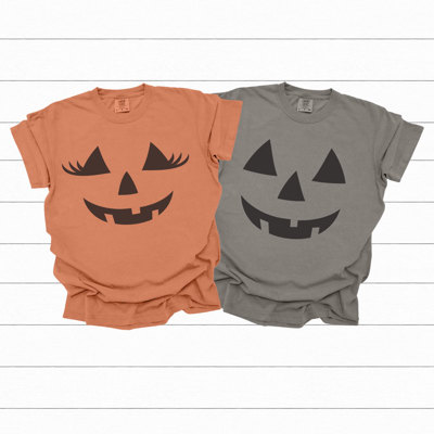 His & Hers Jack O Lantern Graphic Tees, Costume Shirt, Halloween Tee, Pumpkin Shirt