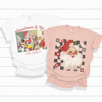 Christmas and Co Vintage Graphic Tee, Cute Christmas Shirt, Christmas Classics, Rudolph, Checkered Santa