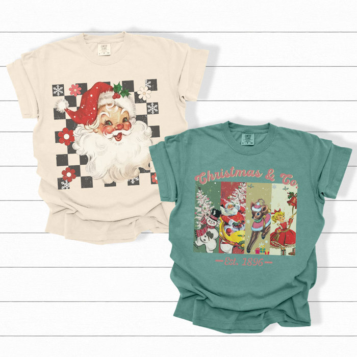 Christmas and Co Vintage Graphic Tee, Cute Christmas Shirt, Christmas Classics, Rudolph, Checkered Santa