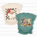 Small Light Green Christmas and Co Vintage Graphic Tee, Cute Christmas Shirt, Christmas Classics, Rudolph, Checkered Santa