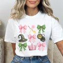  Pink and Green Bows Graphic Tee, Wicked Good Graphic Tee, Good Witch Tee, Bad Witch Tee