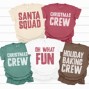  Christmas Matching Graphic Tees, Santa Squad Shirt, Christmas Crew Tee, Holiday Baking Crew Shirt, Oh What Fun Tee