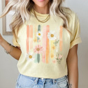  Spring Watercolor Flowers Graphic Tee, Daisy Shirt, Pastel Graphic Tee, Trendy Shirt, Comfort Colors