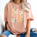 XXL Peachy Spring Watercolor Flowers Graphic Tee, Daisy Shirt, Pastel Graphic Tee, Trendy Shirt, Comfort Colors