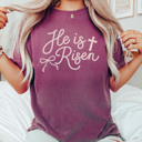 Large Berry He Is Risen Faux Pearl Graphic Tee, Easter Graphic Tee, Cute Easter Shirt, Christian Tee