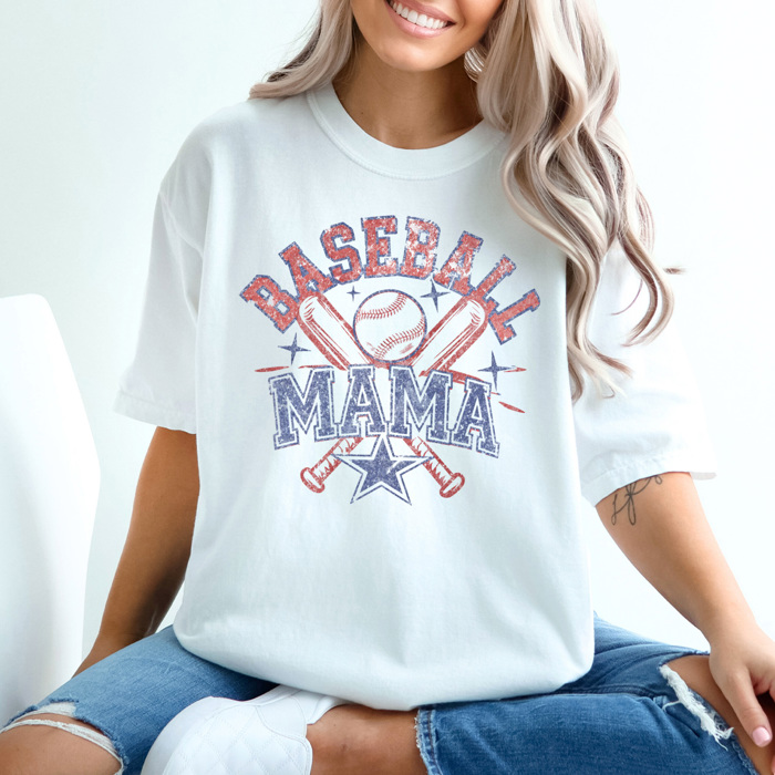 Distressed Baseball Mama Graphic Tee, Vintange Baseball Shirt, Baseball Mom Tee, Game Day Shirt, Comfort Colors