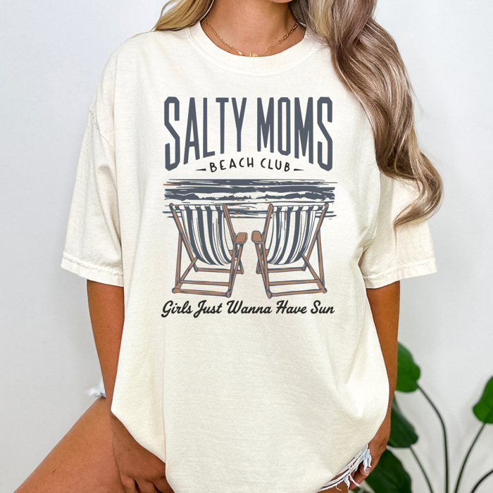 Salty Moms Beach Club Graphic Tee, Spring Break Shirt, Summer Graphic Tee, Mama Tee, Funny Mom Shirt, Salty Graphic Tee, Comfort Colors