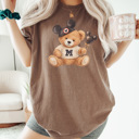 Large Espresso Teddy Mouse Graphic Tee, Trendy Teddy Bear Shirt, Theme Park Graphic Tee, Boy Mouse Shirt, Comfort Colors