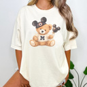Large Ivory Teddy Mouse Graphic Tee, Trendy Teddy Bear Shirt, Theme Park Graphic Tee, Boy Mouse Shirt, Comfort Colors