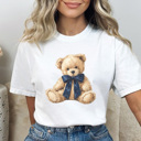 Large White Trendy Teddy Graphic Tee, Cute Bear Shirt, Trendy Bear Tee, Every Day Shirt, Comfort Colors