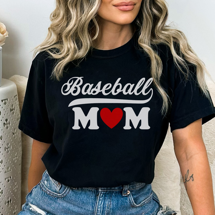 Trendy Baseball Mom Heart Graphic Tee, Baseball Mom Shirt, Game Day Tee, Cute Baseball Mom, Comfort Colors